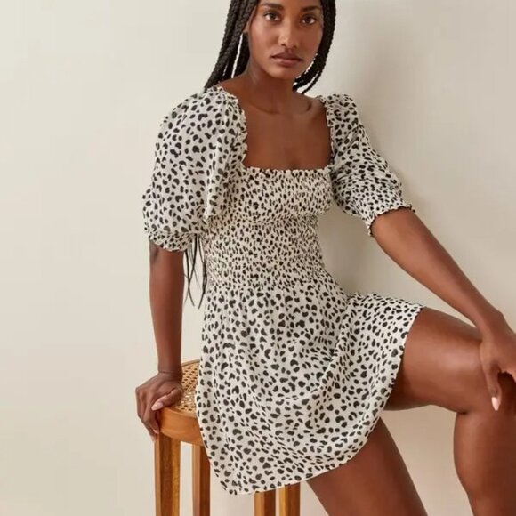 Reformation Elle Dress in Ocelot Size 6 - Picture 1 of 4